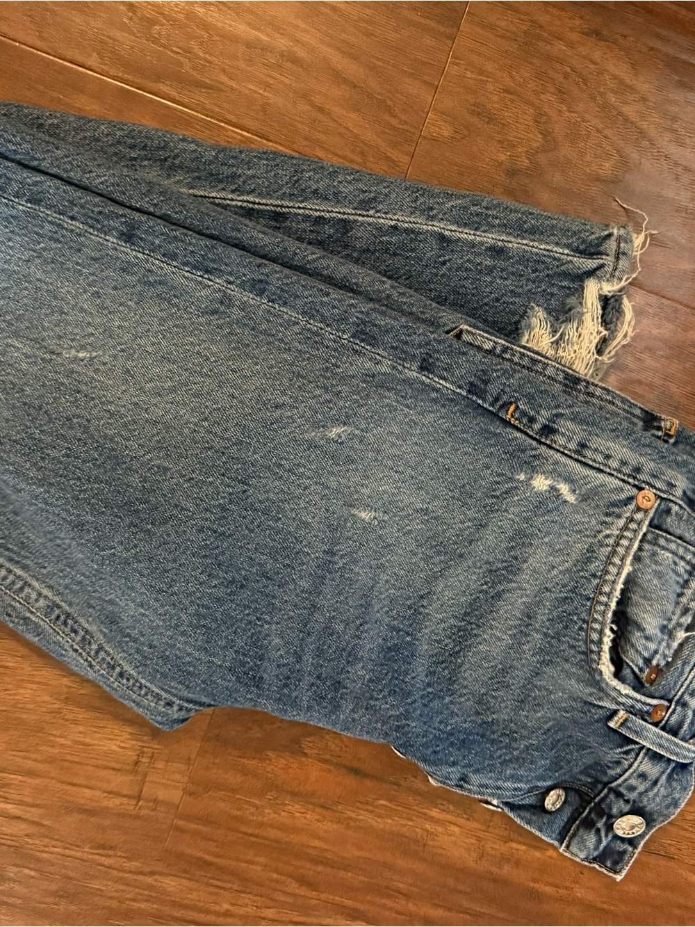Agolde Women's Skinny Jeans in Mid Blue Distressed Denim